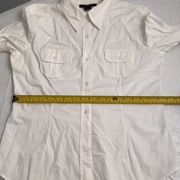 Express white double pocket fitted button down shirt 10 - Picture 7 of 10